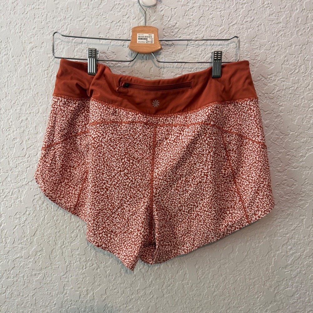 Athleta Run With It 3.5 Printed Short Size M Orange Animal Print Activewear - Picture 2 of 4